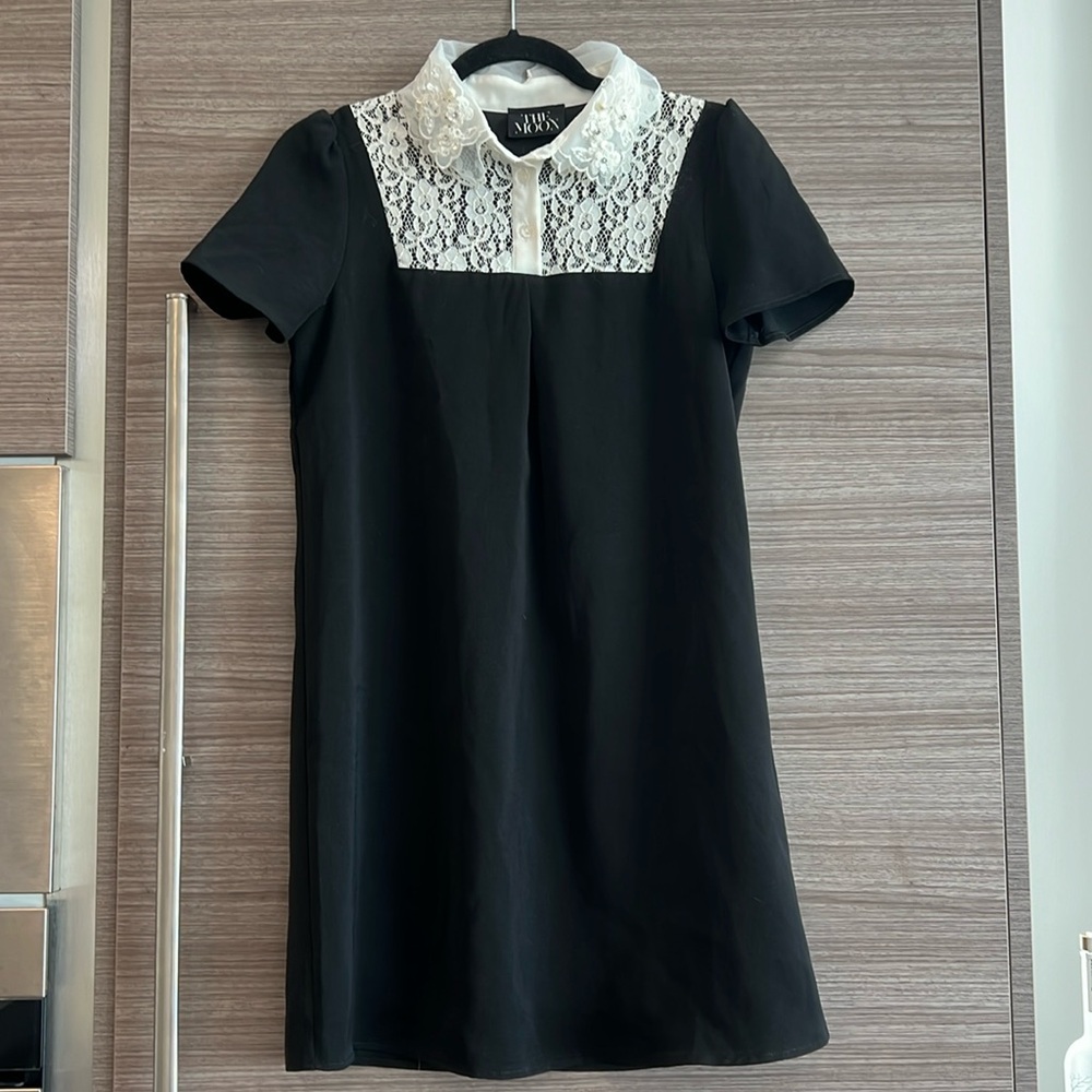 Black Dress with White Lace Detail